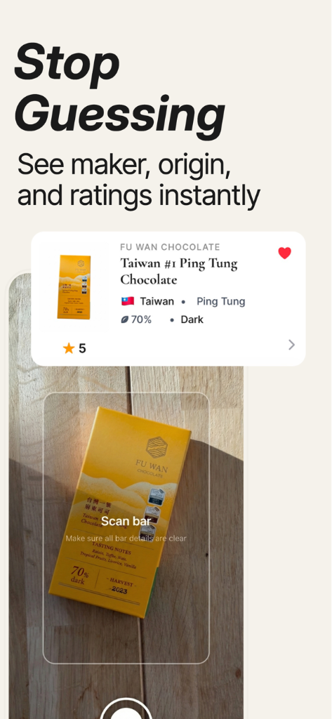 Chof app screenshot 1 showing barcode scanning