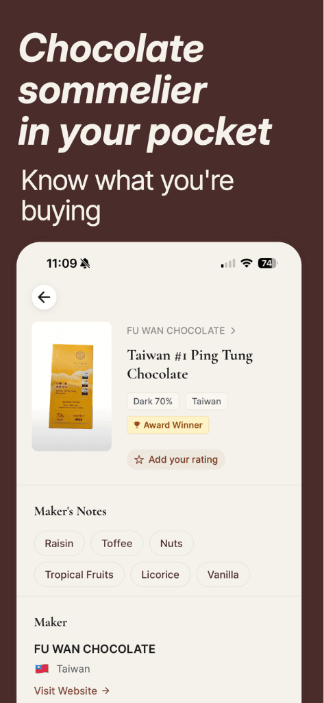 Chof app screenshot 2 showing bar details