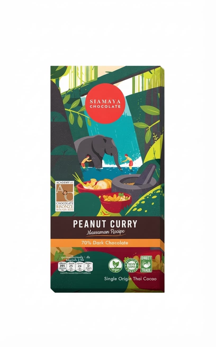 Thai Peanut Curry 70% by Siamaya Chocolate, Thailand 52%
